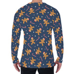 Xmas Gingerbread Man Pattern Print Men's Long Sleeve T-Shirt