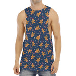 Xmas Gingerbread Man Pattern Print Men's Muscle Tank Top