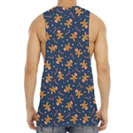 Xmas Gingerbread Man Pattern Print Men's Muscle Tank Top