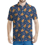 Xmas Gingerbread Man Pattern Print Men's Polo Shirt