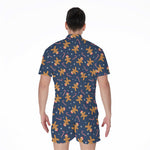 Xmas Gingerbread Man Pattern Print Men's Rompers