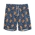 Xmas Gingerbread Man Pattern Print Men's Athletic Shorts