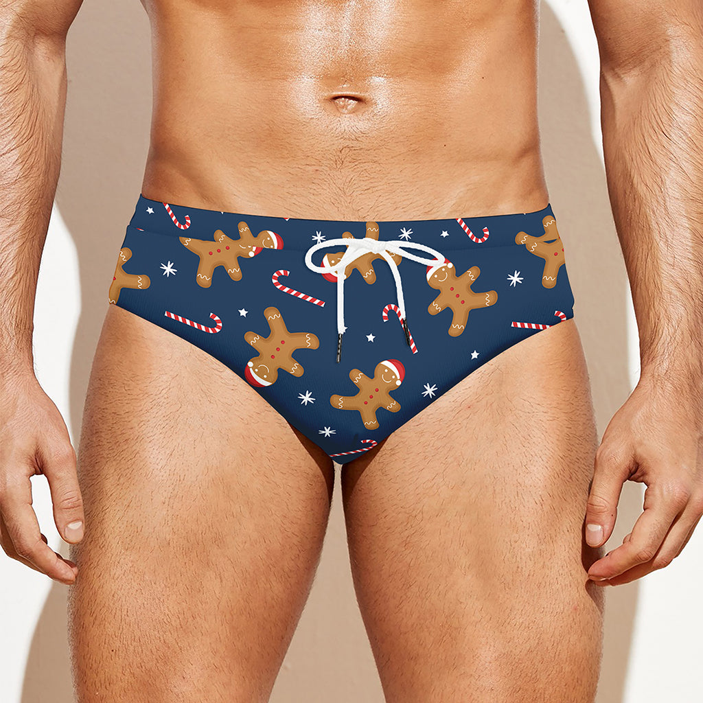 Xmas Gingerbread Man Pattern Print Men's Swim Briefs
