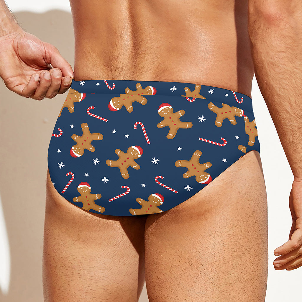 Xmas Gingerbread Man Pattern Print Men's Swim Briefs