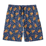 Xmas Gingerbread Man Pattern Print Men's Swim Trunks