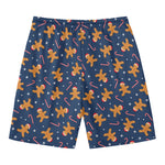 Xmas Gingerbread Man Pattern Print Men's Swim Trunks