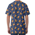 Xmas Gingerbread Man Pattern Print Men's Velvet T-Shirt