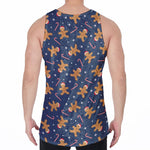 Xmas Gingerbread Man Pattern Print Men's Velvet Tank Top