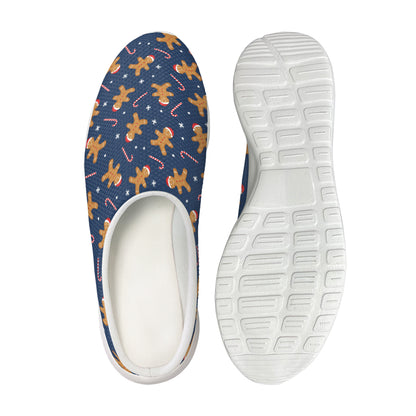 Xmas Gingerbread Man Pattern Print Mesh Casual Shoes