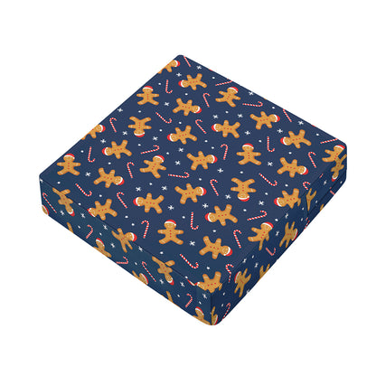 Xmas Gingerbread Man Pattern Print Outdoor Seat Cushion Cover