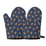 Xmas Gingerbread Man Pattern Print Oven Mitts