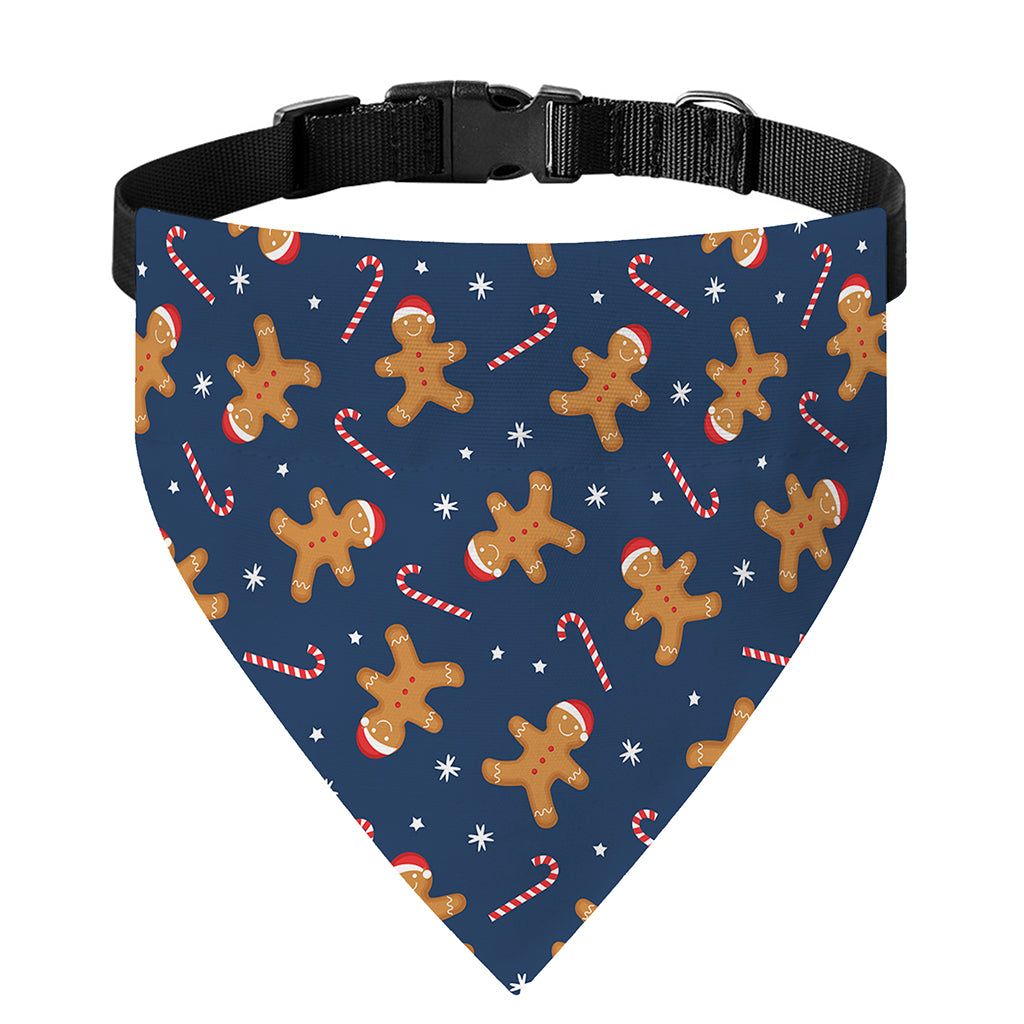 Xmas Gingerbread Man Pattern Print Over The Collar Dog Bandana