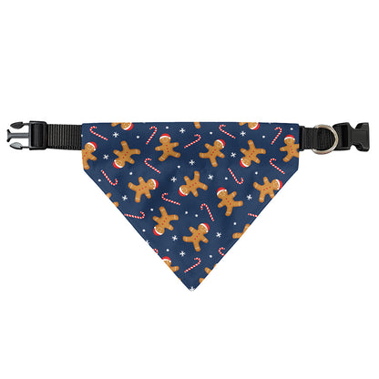 Xmas Gingerbread Man Pattern Print Over The Collar Dog Bandana