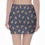 Xmas Gingerbread Man Pattern Print Pencil Mini Skirt