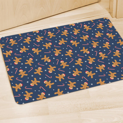 Xmas Gingerbread Man Pattern Print Polyester Doormat