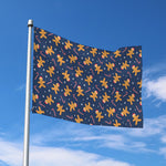 Xmas Gingerbread Man Pattern Print Polyester Flag