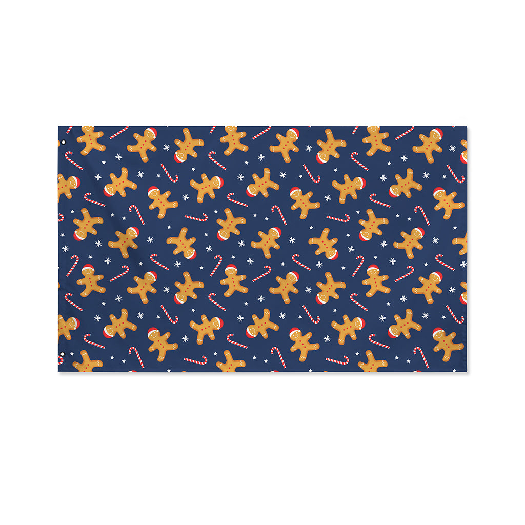 Xmas Gingerbread Man Pattern Print Polyester Flag