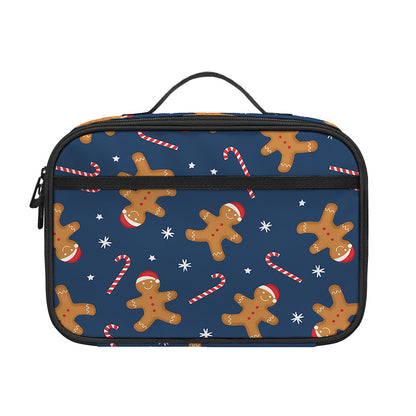 Xmas Gingerbread Man Pattern Print Portable Lunch Bag