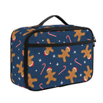 Xmas Gingerbread Man Pattern Print Portable Lunch Bag