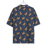 Xmas Gingerbread Man Pattern Print Rayon Hawaiian Shirt