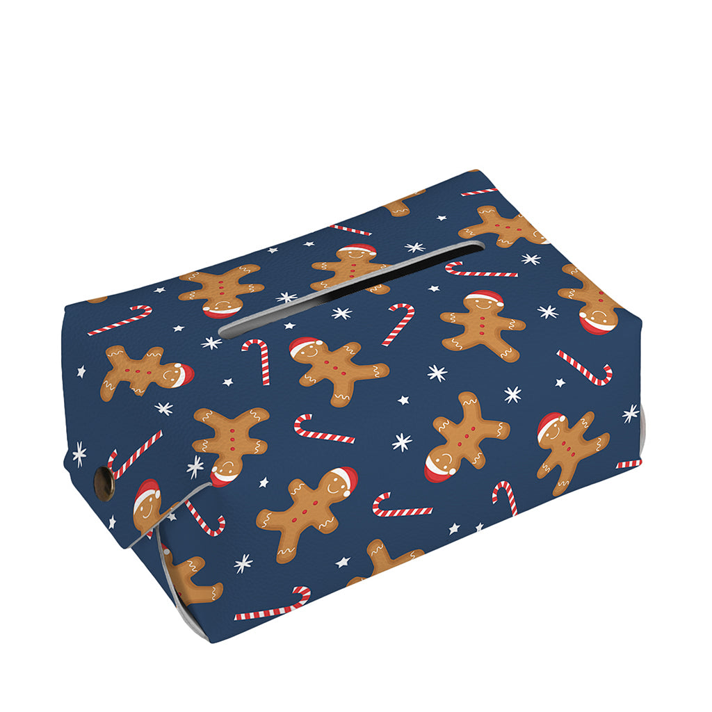 Xmas Gingerbread Man Pattern Print Rectangle Tissue Box Cover