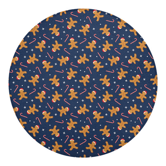 Xmas Gingerbread Man Pattern Print Round Blanket