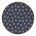 Xmas Gingerbread Man Pattern Print Round Floor Mat