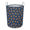 Xmas Gingerbread Man Pattern Print Round Laundry Basket