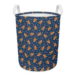 Xmas Gingerbread Man Pattern Print Round Laundry Basket