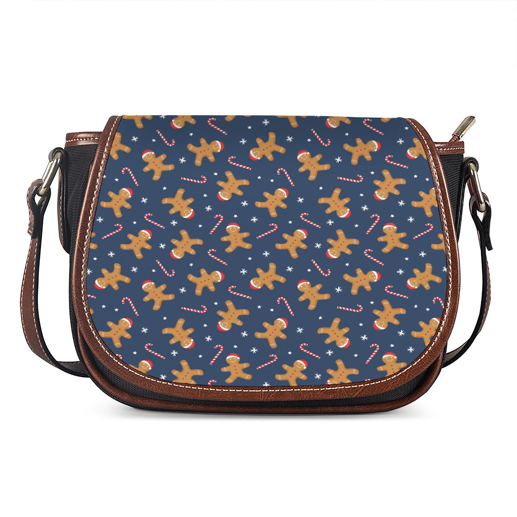 Xmas Gingerbread Man Pattern Print Saddle Bag