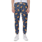 Xmas Gingerbread Man Pattern Print Scuba Joggers