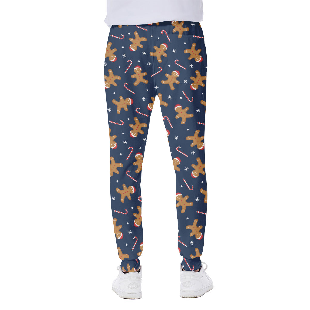Xmas Gingerbread Man Pattern Print Scuba Joggers