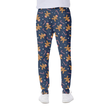 Xmas Gingerbread Man Pattern Print Scuba Joggers