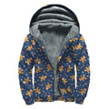 Xmas Gingerbread Man Pattern Print Sherpa Lined Zip Up Hoodie