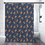 Xmas Gingerbread Man Pattern Print Shower Curtain