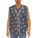 Xmas Gingerbread Man Pattern Print Sleeveless Baseball Jersey