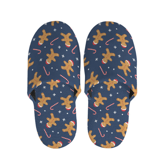 Xmas Gingerbread Man Pattern Print Slippers