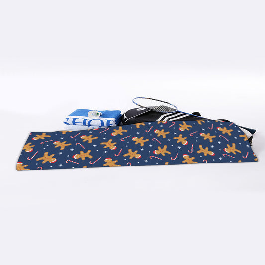 Xmas Gingerbread Man Pattern Print Sports Towel