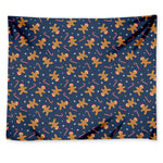 Xmas Gingerbread Man Pattern Print Tapestry
