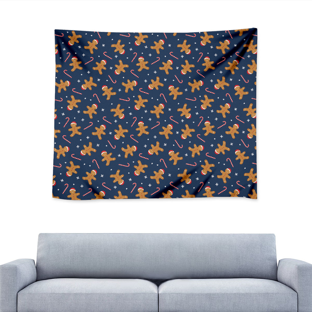 Xmas Gingerbread Man Pattern Print Tapestry