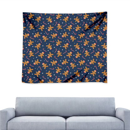 Xmas Gingerbread Man Pattern Print Tapestry