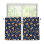 Xmas Gingerbread Man Pattern Print Tier Curtains