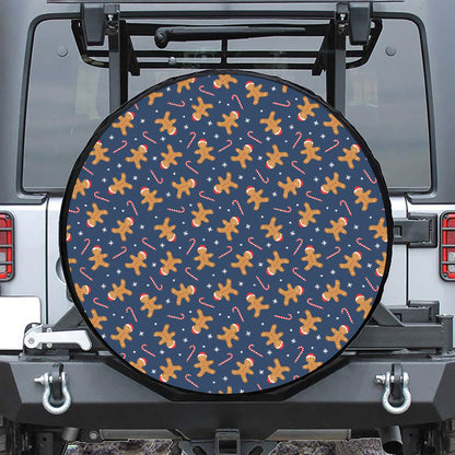 Xmas Gingerbread Man Pattern Print Tire Cover