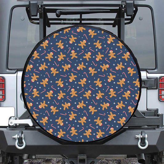 Xmas Gingerbread Man Pattern Print Tire Cover