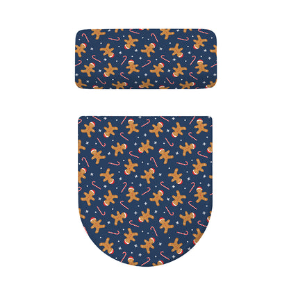Xmas Gingerbread Man Pattern Print Toilet Lid And Tank Cover Set