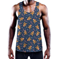 Xmas Gingerbread Man Pattern Print Men's Workout Tank Top