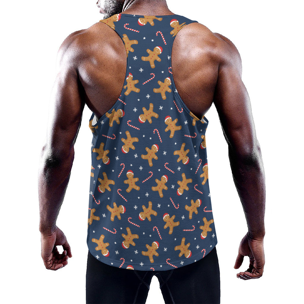 Xmas Gingerbread Man Pattern Print Training Tank Top
