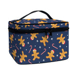 Xmas Gingerbread Man Pattern Print Travel Makeup Bag
