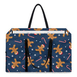 Xmas Gingerbread Man Pattern Print Utility Tote Bag