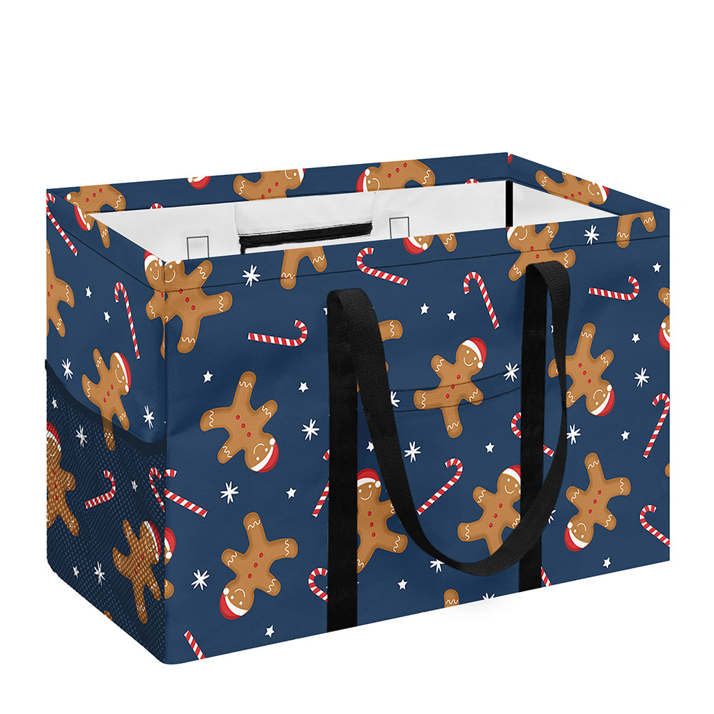 Xmas Gingerbread Man Pattern Print Utility Tote Bag